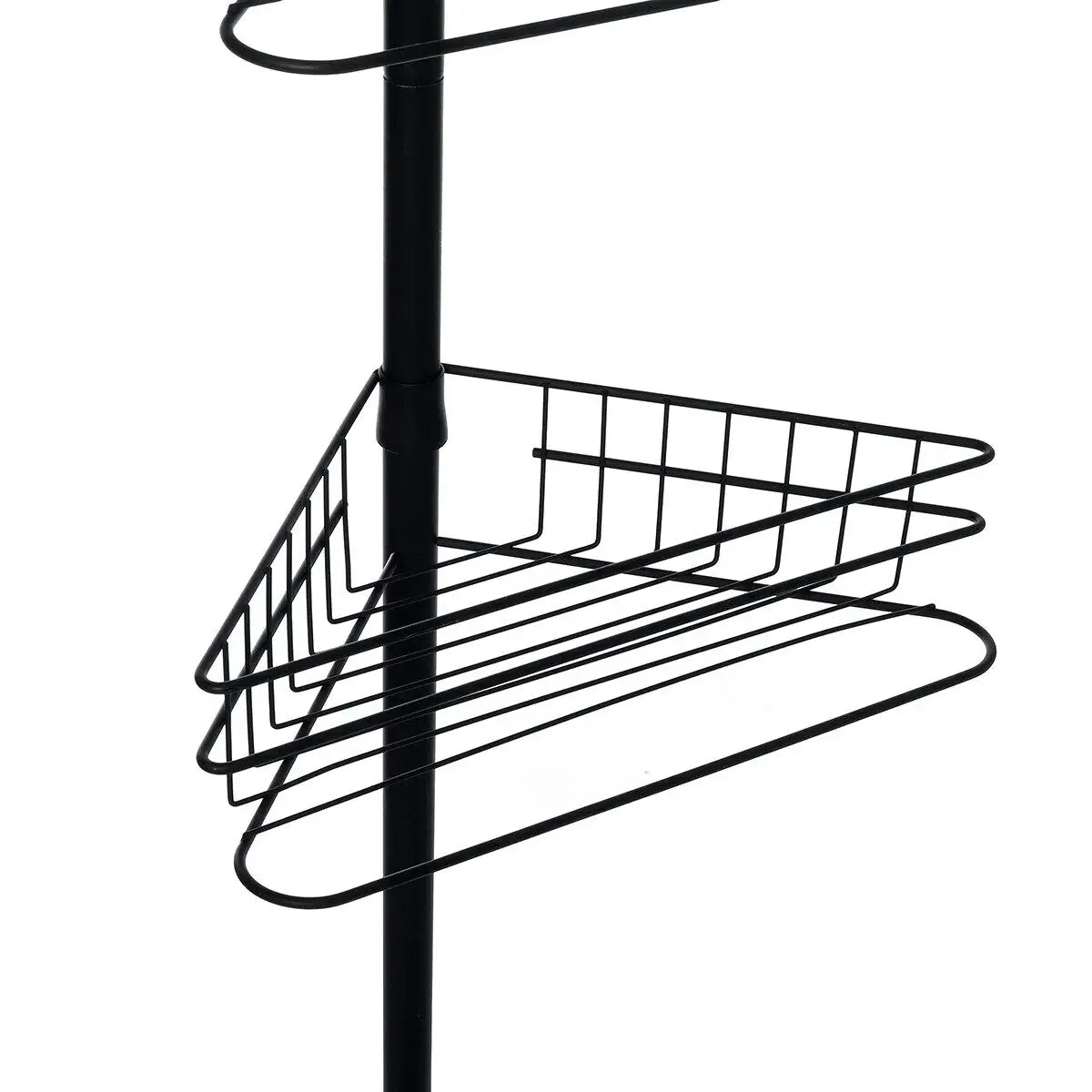 4 Tier Adjustable Black Metal Telescopic Corner Shelf Storage Bath Shower Wall Bathroom Easy Assembly