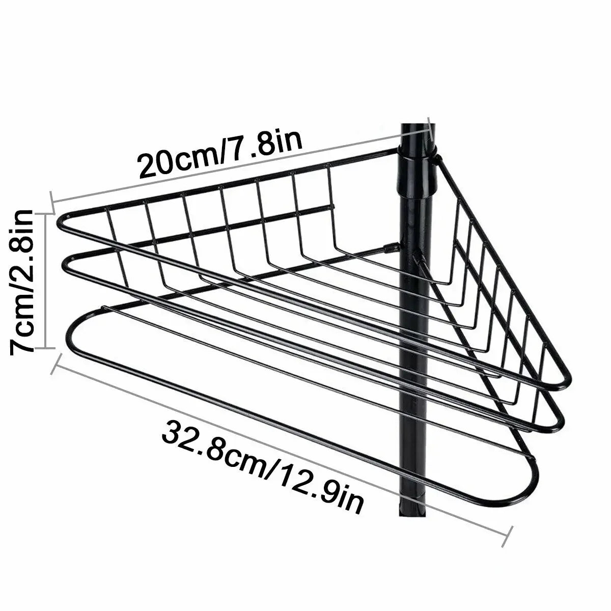 4 Tier Adjustable Black Metal Telescopic Corner Shelf Storage Bath Shower Wall Bathroom Easy Assembly