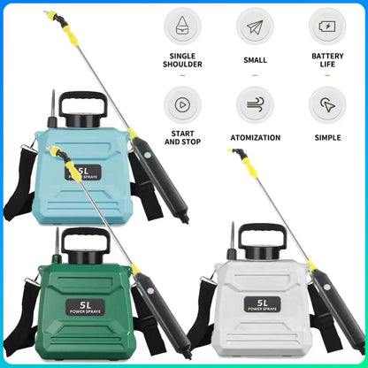 5L Shoulder Sprayer Automatic Sprayer Bottle USB Rechargeable Garden Water Sprayer Lawn Sprinkler for Glass Cleaning